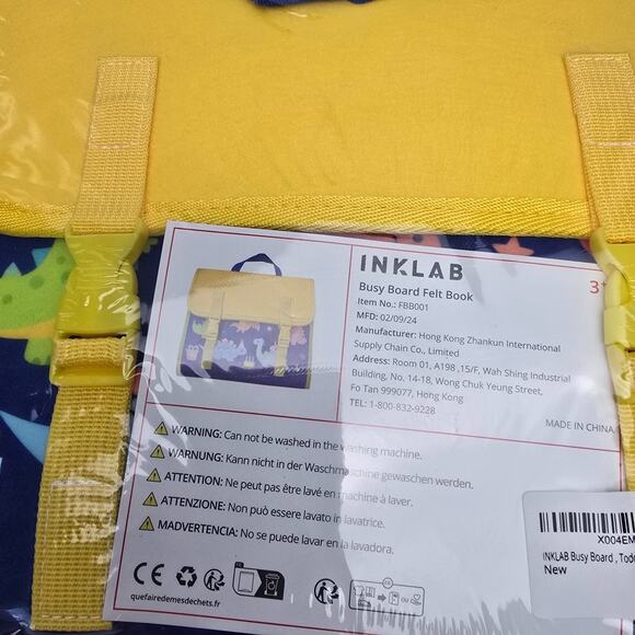 Inklab Backpack Busy Board Board Felt Book Dinosaur Toddler Age 1 - 2 New - Picture 3 of 7